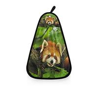 Poeticcity Red Panda 2 Pcs Hanging Kitchen Hand Towels, Hanging Tie Towels with Hook & Loop Dishcloths Sets, Decorative Absorbent Tea Bar Bath Hand Towel