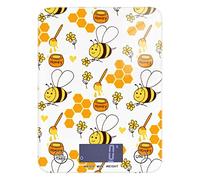 Poeticcity Seamless Honey Honeycomb Flying Bees with Flowers on White Tempered Glass Kitchen Scales, Digital Weight Grams and Oz Food Scales for Cooking Baking Meal Prep Home Weight Loss Health Diet