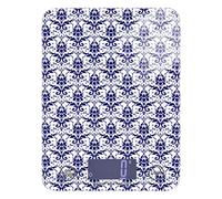 Poeticcity Seamless Navy Blue Lace Damask Flowers on White Tempered Glass Kitchen Scales, Digital Weight Grams and Oz Food Scales for Cooking Baking Meal Prep Home Weight Loss Health Diet
