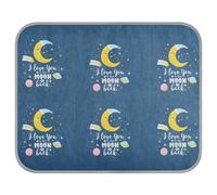 Poeticcity Soft Cooling Dog Mat, Ice Silk Pet Crate Pad with 3D Mesh, Washable Mattress Cushion Anti Slip Kennel 22x27.6 in Quotes I love you to the moon and back Stars, Space Planets Blue
