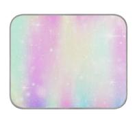 Poeticcity Soft Cooling Dog Mat, Ice Silk Pet Crate Pad with 3D Mesh, Washable Mattress Cushion Anti Slip Kennel 23.6x38.6 in Galaxy Rainbow Universe Shiny Stars Sparkles Fantasy Gradient