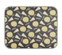 Poeticcity Soft Cooling Dog Mat, Ice Silk Pet Crate Pad with 3D Mesh, Washable Mattress Cushion Anti Slip Kennel 23.6x38.6 in Seamless Yellow Pizza Slice Doodles and Pizza Won Black