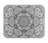 Poeticcity Soft Cooling Dog Mat, Ice Silk Pet Crate Pad with 3D Mesh, Washable Mattress Cushion Anti Slip Kennel 22x27.6 in Ethnic Tribal Paisley Tattoo Mandala Flower Monochrome