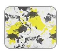 Poeticcity Soft Cooling Dog Mat, Ice Silk Pet Crate Pad with 3D Mesh, Washable Mattress Cushion Anti Slip Kennel 23.6x38.6 in Abstract Painting on White Yellow, White and Black Ink Pattern