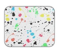 Poeticcity Soft Cooling Dog Mat, Ice Silk Pet Crate Pad with 3D Mesh, Washable Mattress Cushion Anti Slip Kennel 23.6x38.6 in Seamless Colorful Ink Spray Brushes Dots Spots Stains on White