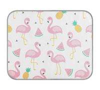 Poeticcity Soft Cooling Dog Mat, Ice Silk Pet Crate Pad with 3D Mesh, Washable Mattress Cushion Anti Slip Kennel 22x27.6 in Pink Flamingos Watermelon Yellow Pineapple Black Triangles