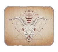 Poeticcity Soft Cooling Dog Mat, Ice Silk Pet Crate Pad with 3D Mesh, Washable Mattress Cushion Anti Slip Kennel 23.6x38.6 in Goat Skull, Dead Head Moth, Sacred Geometric Symbol Retro