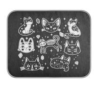Poeticcity Soft Cooling Dog Mat, Ice Silk Pet Crate Pad with 3D Mesh, Washable Mattress Cushion Anti Slip Kennel 23.6x38.6 in Seamless Black White Witch's Cats with Shiny Stars on Black