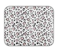 Poeticcity Soft Cooling Dog Mat, Ice Silk Pet Crate Pad with 3D Mesh, Washable Mattress Cushion Anti Slip Kennel 22x27.6 in Leopard Jaguar Skin with Pink Hearts Black Spots Animal Print