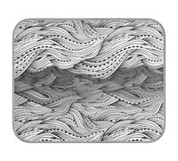 Poeticcity Soft Cooling Dog Mat, Ice Silk Pet Crate Pad with 3D Mesh, Washable Mattress Cushion Anti Slip Kennel 23.6x38.6 in Abstract Water Pattern, hand Drawn Black White Sea Waves