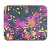Poeticcity Soft Cooling Dog Mat, Ice Silk Pet Crate Pad with 3D Mesh, Washable Mattress Cushion Anti Slip Kennel 23.6x38.6 in Colorful Splatter Paint Mixed Pink Orange Yellow Ink Art on Dark