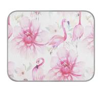 Poeticcity Soft Cooling Dog Mat, Ice Silk Pet Crate Pad with 3D Mesh, Washable Mattress Cushion Anti Slip Kennel 23.6x38.6 in Watercolor Pink Flamingos and Peonies Floral Flowers on White