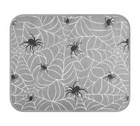 Poeticcity Soft Cooling Dog Mat, Ice Silk Pet Crate Pad with 3D Mesh, Washable Mattress Cushion Anti Slip Kennel 23.6x38.6 in Spiders on Webs with White Lines Seamless Pattern on Grey Orange