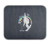 Poeticcity Soft Cooling Dog Mat, Ice Silk Pet Crate Pad with 3D Mesh, Washable Mattress Cushion Anti Slip Kennel 22x27.6 in Astronaut Skateboarding Rainbow in Black Galaxy Space with Stars