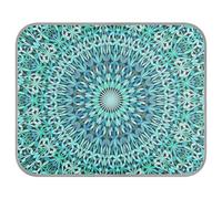 Poeticcity Soft Cooling Dog Mat, Ice Silk Pet Crate Pad with 3D Mesh, Washable Mattress Cushion Anti Slip Kennel 22x27.6 in Turquoise Kaleidoscope Mandala Floral Flower Tribal Ethnic Motifs