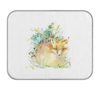 Poeticcity Soft Cooling Dog Mat, Ice Silk Pet Crate Pad with 3D Mesh, Washable Mattress Cushion Anti Slip Kennel 23.6x38.6 in Watercolor Forest Orange Fox on White