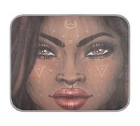 Poeticcity Soft Cooling Dog Mat, Ice Silk Pet Crate Pad with 3D Mesh, Washable Mattress Cushion Anti Slip Kennel 22x27.6 in Tribal African Woman American Black Women with Glossy Tattoos