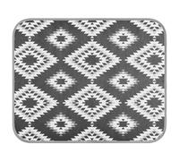 Poeticcity Soft Cooling Dog Mat, Ice Silk Pet Crate Pad with 3D Mesh, Washable Mattress Cushion Anti Slip Kennel 22x27.6 in Turkish White Gray black Patchwork Tribal Oriental Folk Geometric