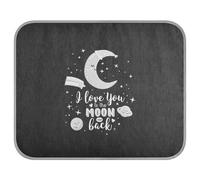 Poeticcity Soft Cooling Dog Mat, Ice Silk Pet Crate Pad with 3D Mesh, Washable Mattress Cushion Anti Slip Kennel 22x27.6 in I love you to the moon and back Stars, Space Planets Dark Black