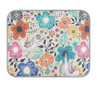 Poeticcity Soft Cooling Dog Mat, Ice Silk Pet Crate Pad with 3D Mesh, Washable Mattress Cushion Anti Slip Kennel 23.6x38.6 in Vintage Colorful Blooming Floral Flowers with Flying Birds