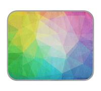 Poeticcity Soft Cooling Dog Mat, Ice Silk Pet Crate Pad with 3D Mesh, Washable Mattress Cushion Anti Slip Kennel 23.6x38.6 in Colorful Abstract Geometry Rainbow Pink Yellow Blue Green