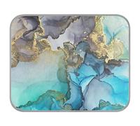 Poeticcity Soft Cooling Dog Mat, Ice Silk Pet Crate Pad with 3D Mesh, Washable Mattress Cushion Anti Slip Kennel 22x27.6 in Mixed Blue, Grey, Golden Alcohol Ink Abstract Marble Texture