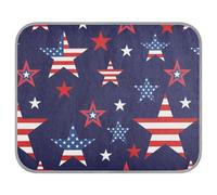 Poeticcity Soft Cooling Dog Mat, Ice Silk Pet Crate Pad with 3D Mesh, Washable Mattress Cushion Anti Slip Kennel 23.6x38.6 in Seamless American Stars USA Flag Symbols on Deep Blue
