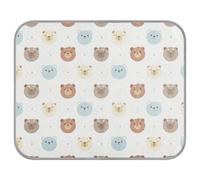Poeticcity Soft Cooling Dog Mat, Ice Silk Pet Crate Pad with 3D Mesh, Washable Mattress Cushion Anti Slip Kennel 22x27.6 in Seamless White, Blue and Brown Bear Heads with Polka Dots on White