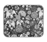 Poeticcity Soft Cooling Dog Mat, Ice Silk Pet Crate Pad with 3D Mesh, Washable Mattress Cushion Anti Slip Kennel 22x27.6 in Vintage Enamored Elephants Elephant Circles Flowers on Dark