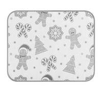 Poeticcity Soft Cooling Dog Mat, Ice Silk Pet Crate Pad with 3D Mesh, Washable Mattress Cushion Anti Slip Kennel 22x27.6 in Gingerbread Man Cookies Snow Flake Tree candy Cane