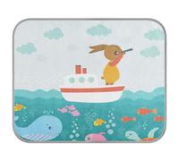Poeticcity Soft Cooling Dog Mat, Ice Silk Pet Crate Pad with 3D Mesh, Washable Mattress Cushion Anti Slip Kennel 23.6x38.6 in Rabbit Hare on Ship Dolphin Sea Turtle Fishes Octopus Ocean