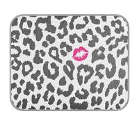 Poeticcity Soft Cooling Dog Mat, Ice Silk Pet Crate Pad with 3D Mesh, Washable Mattress Cushion Anti Slip Kennel 22x27.6 in Seamless Leopard Skin with Pink Kiss Black White Dots Sexy Lip