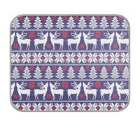 Poeticcity Soft Cooling Dog Mat, Ice Silk Pet Crate Pad with 3D Mesh, Washable Mattress Cushion Anti Slip Kennel 22x27.6 in Christmas White Reindeers Trees Norwegian Sweater Style