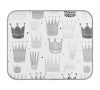 Poeticcity Soft Cooling Dog Mat, Ice Silk Pet Crate Pad with 3D Mesh, Washable Mattress Cushion Anti Slip Kennel 22x27.6 in Seamless Black Grey Style Princess Crowns on White