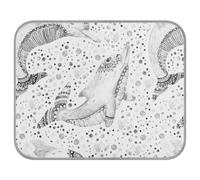 Poeticcity Soft Cooling Dog Mat, Ice Silk Pet Crate Pad with 3D Mesh, Washable Mattress Cushion Anti Slip Kennel 22x27.6 in Watercolor Pink Dolphin Ethnic Tribal Dolphins Dots Black White