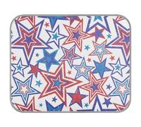 Poeticcity Soft Cooling Dog Mat, Ice Silk Pet Crate Pad with 3D Mesh, Washable Mattress Cushion Anti Slip Kennel 23.6x38.6 in American Blue Red Stars July 4th Seamless on White