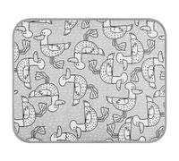 Poeticcity Soft Cooling Dog Mat, Ice Silk Pet Crate Pad with 3D Mesh, Washable Mattress Cushion Anti Slip Kennel 22x27.6 in Black White Seamless Cartoon Black Dots Ducks with Mouth Feet