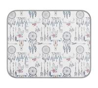 Poeticcity Soft Cooling Dog Mat, Ice Silk Pet Crate Pad with 3D Mesh, Washable Mattress Cushion Anti Slip Kennel 23.6x38.6 in Bull Skull Ethnic Dream Cather Feathers Arrows Floral Flower
