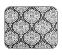 Poeticcity Soft Cooling Dog Mat, Ice Silk Pet Crate Pad with 3D Mesh, Washable Mattress Cushion Anti Slip Kennel 23.6x38.6 in Seamless Oriental Retro Vintage Floral Flowers Black White