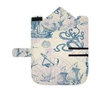 Poeticcity Soft Pet Towel Coat for Dogs Cats, Bath Robe Absorbent Bathrobewith Hood Adjustable Collar & Belly Strap, S Old Vintage Sailing Ships, Anchor, Sea Octopus Monster Ocean Map