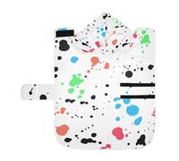 Poeticcity Soft Pet Towel Coat for Dogs Cats, Bath Robe Absorbent Bathrobewith Hood Adjustable Collar & Belly Strap, M Seamless Colorful Ink Spray Brushes Dots Spots Stains on White