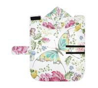 Poeticcity Soft Pet Towel Coat for Dogs Cats, Bath Robe Absorbent Bathrobewith Hood Adjustable Collar & Belly Strap, M Embroidery Traditional Folk Floral Pink Roses, Violets
