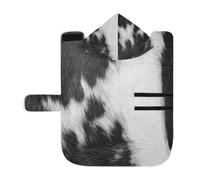 Poeticcity Soft Pet Towel Coat for Dogs Cats, Bath Robe Absorbent Bathrobewith Hood Adjustable Collar & Belly Strap, M Fragment of a Skin of a Cow Black White Real Animal Skin
