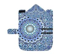 Poeticcity Soft Pet Towel Coat for Dogs Cats, Bath Robe Absorbent Bathrobewith Hood Adjustable Collar & Belly Strap, S Blue Kaleidoscope Mandala Floral Flower Tribal Ethnic Motifs