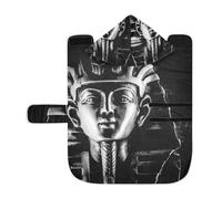 Poeticcity Soft Pet Towel Coat for Dogs Cats, Bath Robe Absorbent Bathrobewith Hood Adjustable Collar & Belly Strap, S Ancient Stone Pharaoh Tutankhamen Mask on Dark Background