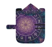 Poeticcity Soft Pet Towel Coat for Dogs Cats, Bath Robe Absorbent Bathrobewith Hood Adjustable Collar & Belly Strap, S Purple Magic Circle with Zodiacs Sign on Abstract Mystic