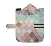 Poeticcity Soft Pet Towel Coat for Dogs Cats, Bath Robe Absorbent Bathrobewith Hood Adjustable Collar & Belly Strap, S Colorful Random Sunroof Tiles Seamless Moasic Geometric Squares