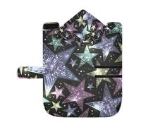 Poeticcity Soft Pet Towel Coat for Dogs Cats, Bath Robe Absorbent Bathrobewith Hood Adjustable Collar & Belly Strap, M Shiny Sparkles and Sequins in The Form of Stars on a Dark