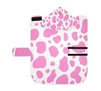 Poeticcity Soft Pet Towel Coat for Dogs Cats, Bath Robe Absorbent Bathrobewith Hood Adjustable Collar & Belly Strap, M Pink Cow Skin Spot Skin Seamless Dots on White Animal Texture