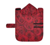Poeticcity Soft Pet Towel Coat for Dogs Cats, Bath Robe Absorbent Bathrobewith Hood Adjustable Collar & Belly Strap, M Seamless Red Roses Flowers Texture for Valentine's Day